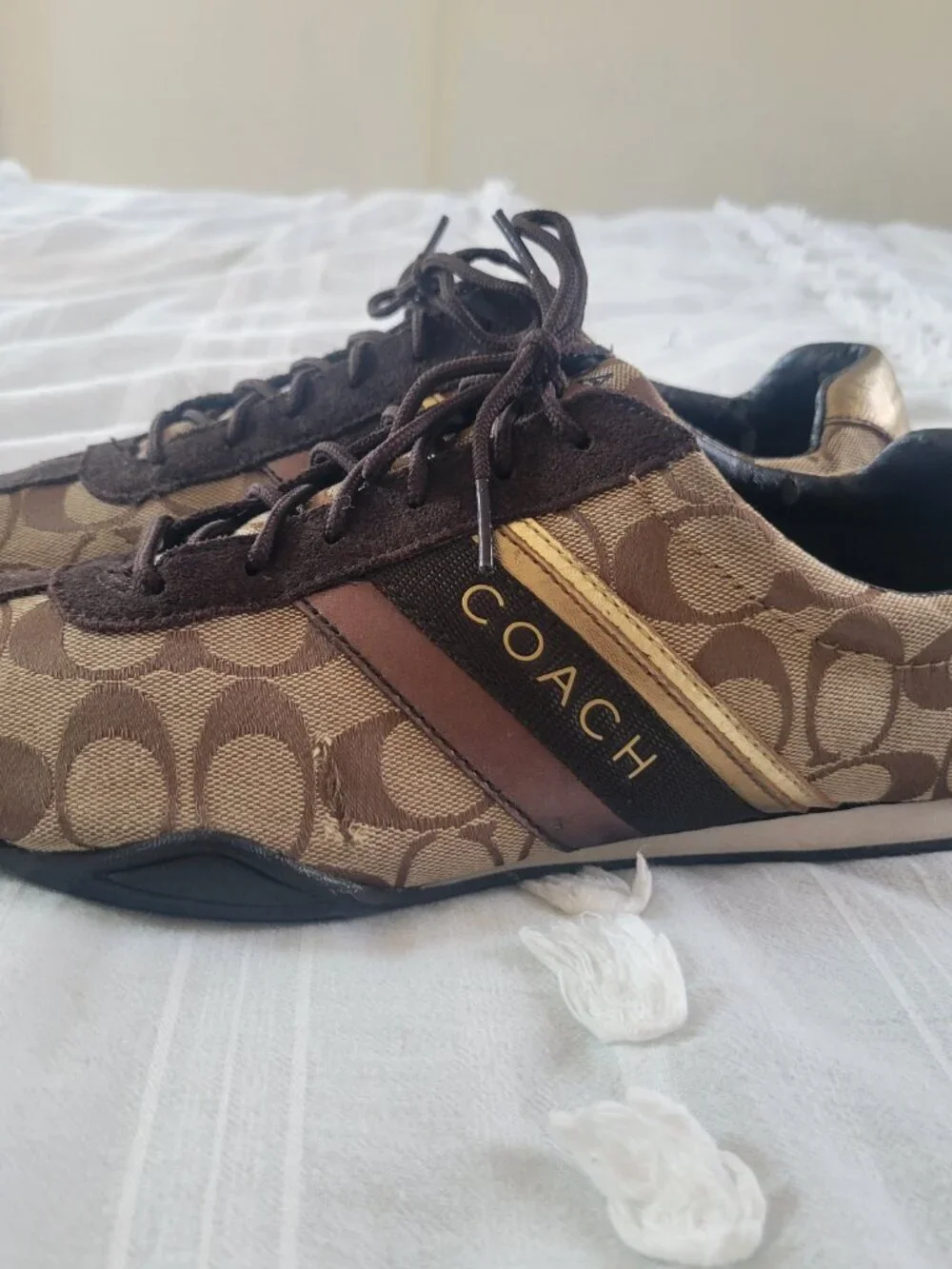 Classic Coach Jayme sneakers in the iconic khaki/brown signature canvas Sz 11 - Picture 4 of 9